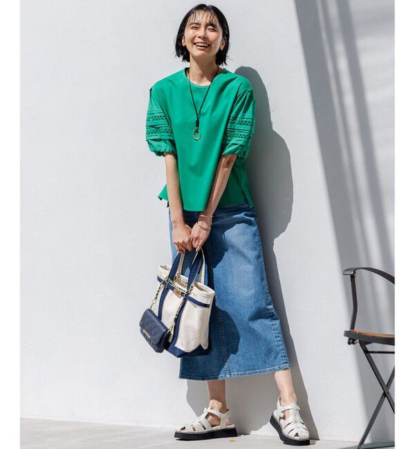 23区「【洗える】アイレットジャージー パフスリーブ カットソー」|Tシャツ・カットソー|