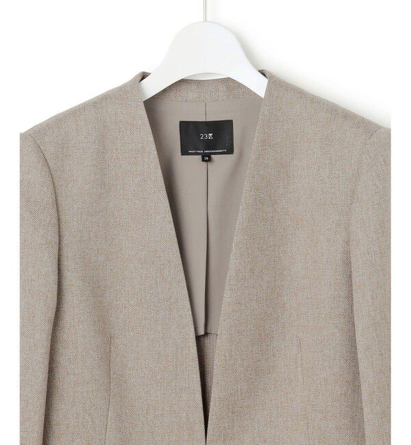 23区「【洗える】ウールライクカルゼ ノーカラージャケット」|ノーカラージャケット|
