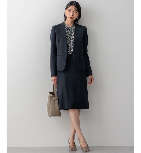 23区「【洗える】ウールライクカルゼ ノーカラージャケット」|ノーカラージャケット|