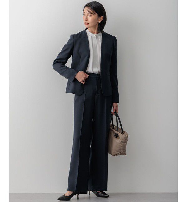 23区「【洗える】ウールライクカルゼ ノーカラージャケット」|ノーカラージャケット|