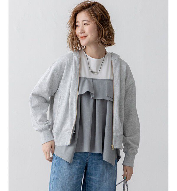 23区「【VERY3月号掲載/洗える】コットンテリー ジップアップ フーディー」|パーカー|ﾗｲﾄｸﾞﾚ