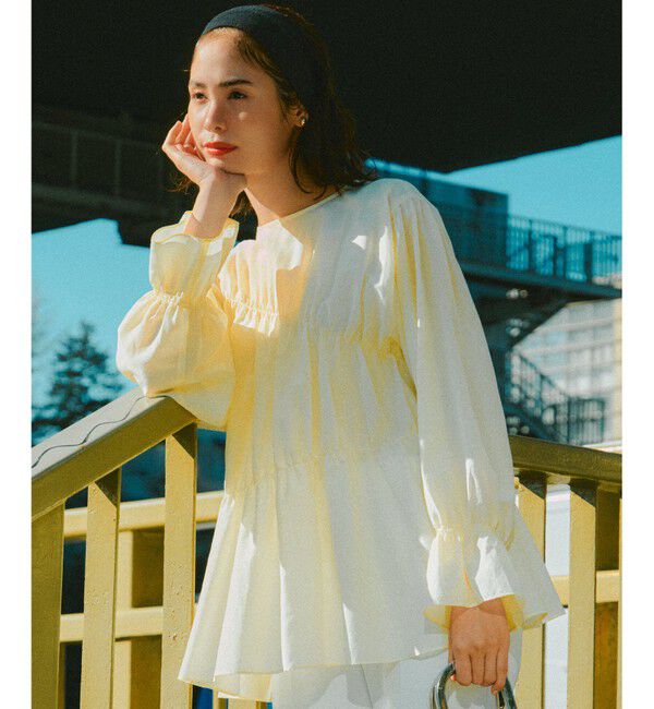 23区「【洗える】シアーコットンシルク シャーリング デザイン ブラウス」|シャツ・ブラウス|ﾗｲﾄｲｴﾛ