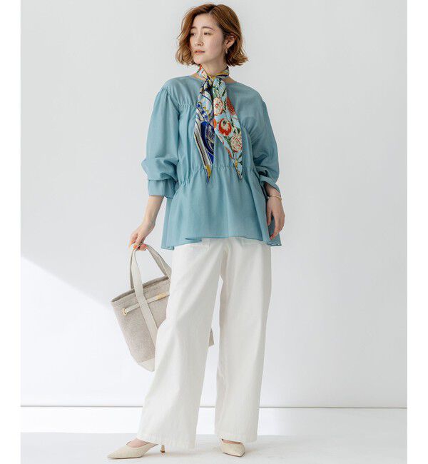 23区「【洗える】シアーコットンシルク シャーリング デザイン ブラウス」|シャツ・ブラウス|