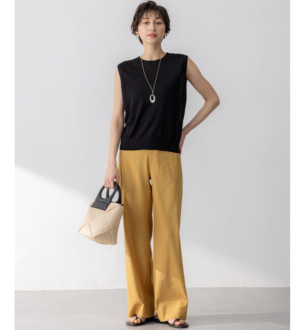 23区「【洗える】ピュアリネンハイゲージ ノースリーブ ニット」|ニット・セーター|