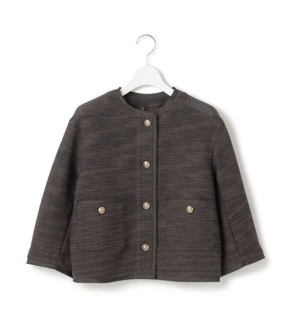 23区「サマーツイード 7分袖 ジャケット」|ノーカラージャケット|