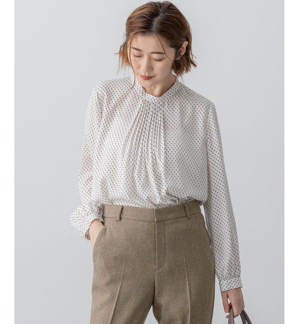 23区「【洗える】グラデーションドットプリント ブラウス」|シャツ・ブラウス|ホワイト系
