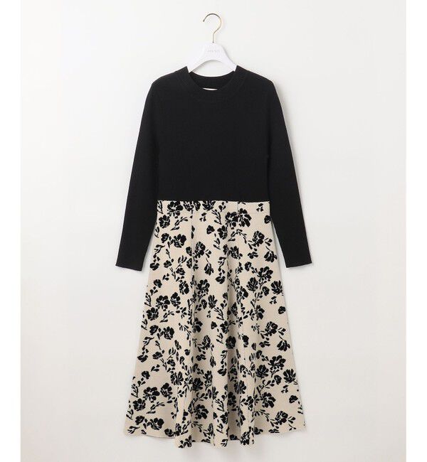 ANY SIS「【美人百花掲載】フラワージャガードニット ワンピース」|ドレス|