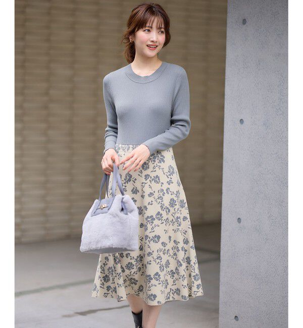 ANY SIS「【美人百花掲載】フラワージャガードニット ワンピース」|ドレス|ｽﾓｰｷｰﾌ