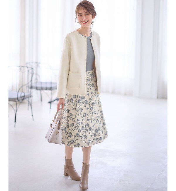 ANY SIS「【美人百花掲載】フラワージャガードニット ワンピース」|ドレス|