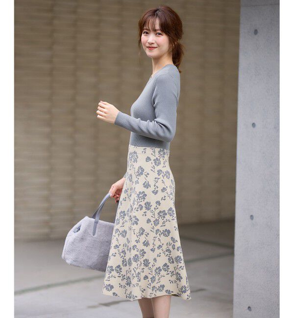 ANY SIS「【美人百花掲載】フラワージャガードニット ワンピース」|ドレス|