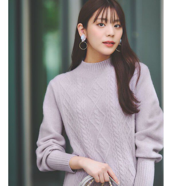 ANY SIS「【洗える】ハイネックケーブルニット ワンピース」|ワンピース|