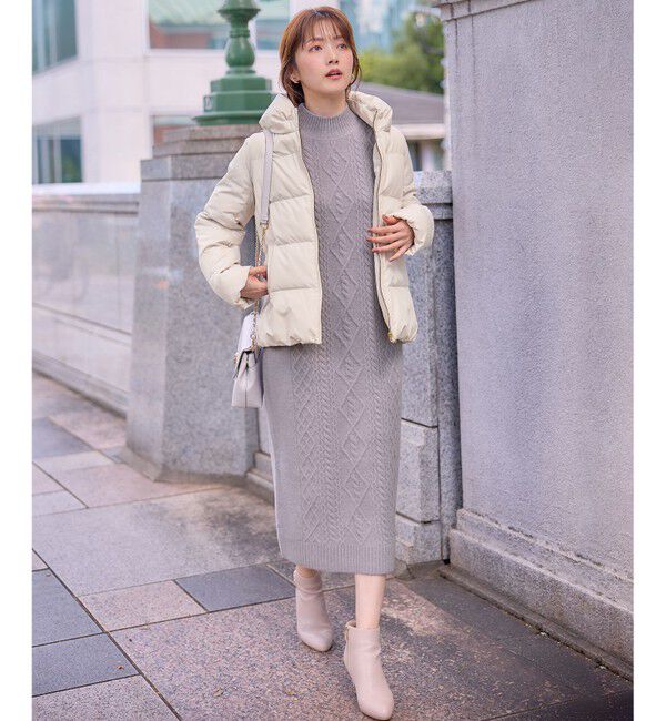 ANY SIS「【洗える】ハイネックケーブルニット ワンピース」|ワンピース|