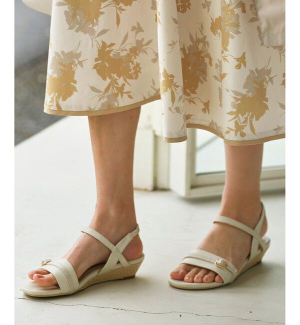 ANY SIS「【23.0~24.5cm】リネン調ベルトプチウエッジ サンダル」|サンダル|アイボリー