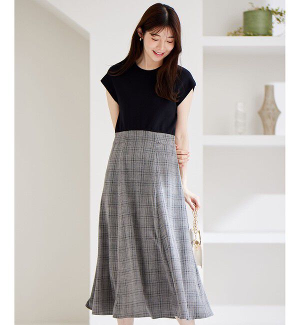 any SiS「【洗える】ニットコンビ ワンピース」|ワンピース|ブラック系