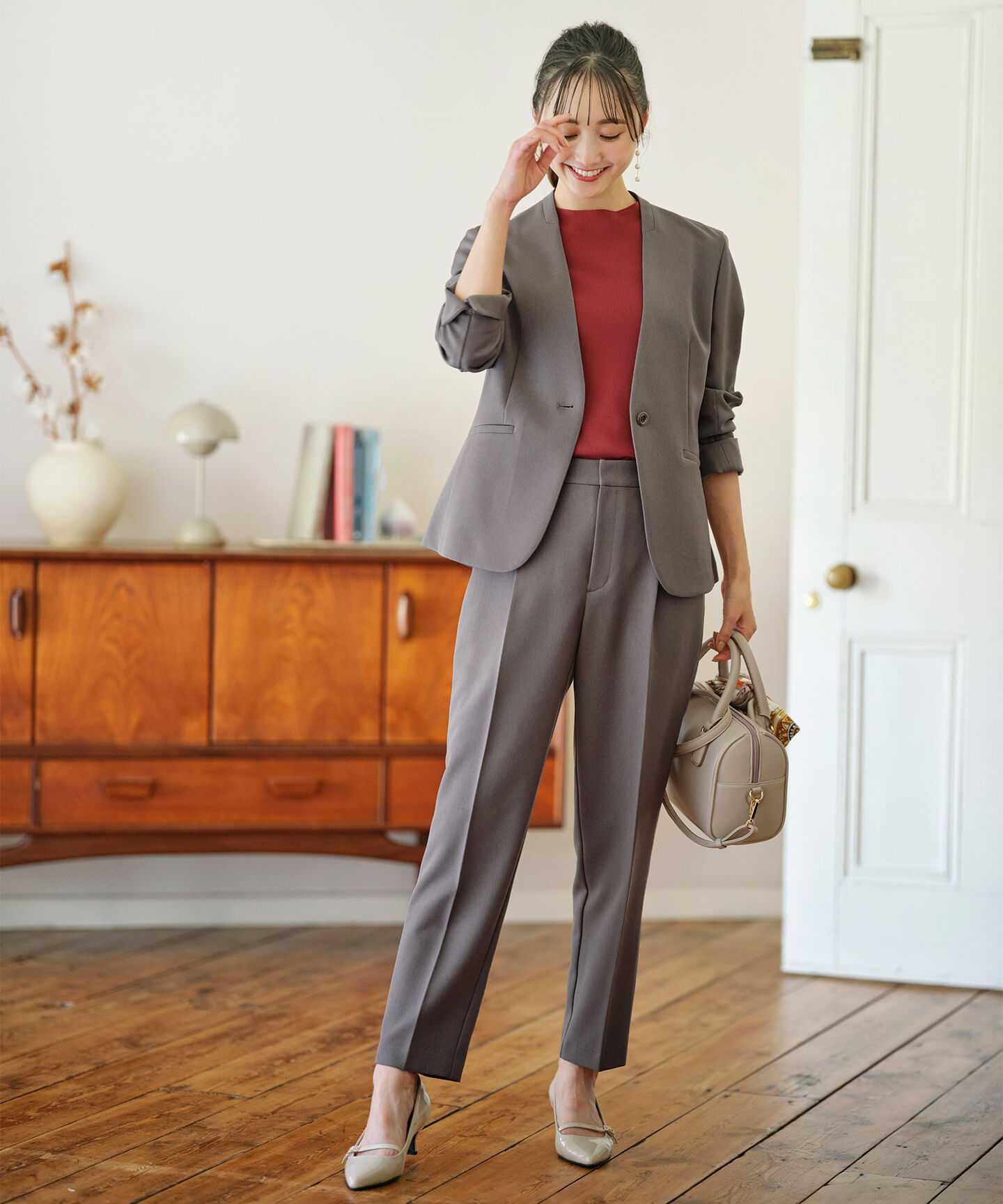 ANY SIS「【セットアップ対応】ビューティーツイルストレッチ ジャケット」|ノーカラージャケット|