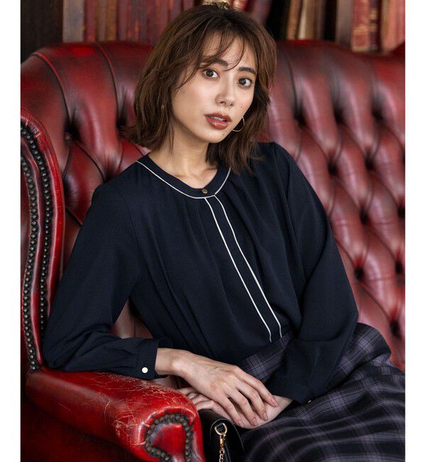 ANY SIS「フロントタックバイカラー ブラウス」|シャツ・ブラウス|