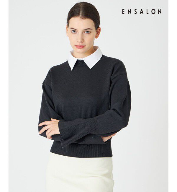 BEIGE,「【WEB限定】AMBRE / シャツカラー付きニット」|ニット・セーター|Charcoal