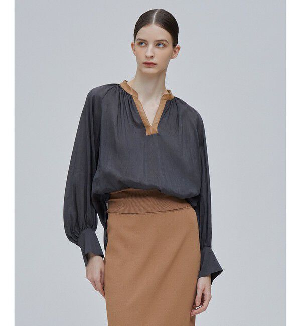 BEIGE,「PAULINE / レザーコンビブラウス」|シャツ・ブラウス|Slate x Camel