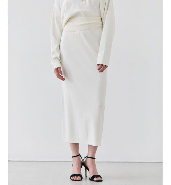 BEIGE,「【洗える】LAURA / Iラインリブスカート」|スカート|Ecru