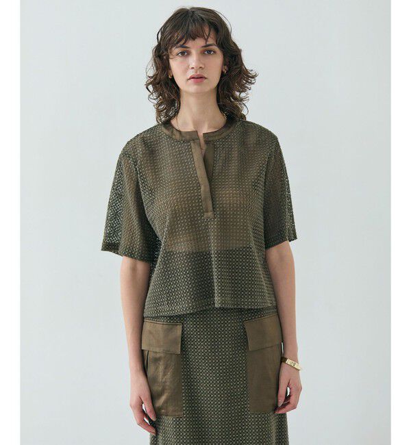 BEIGE,「NIGELLA / 異素材MIXコットンレースブラウス」|シャツ・ブラウス|Khaki