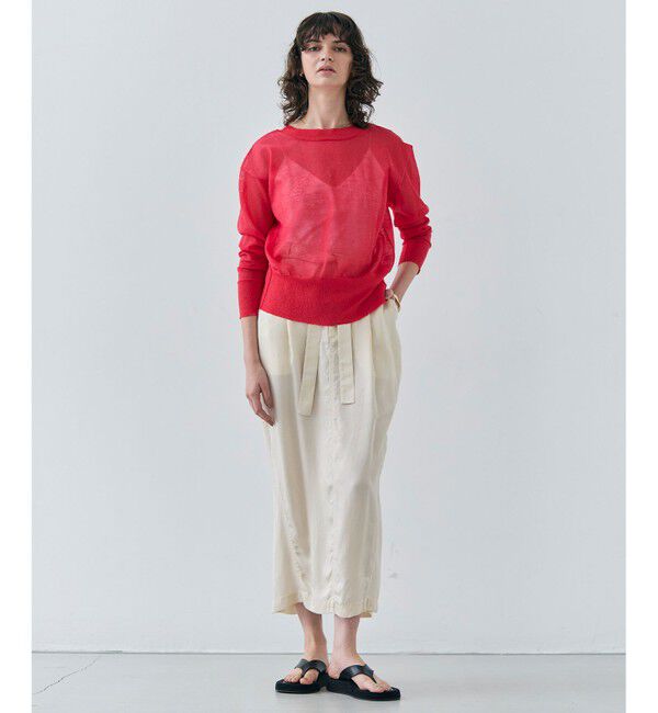 BEIGE,「【洗える】PAWPAW / ウエストリボンタックスカート」|スカート|