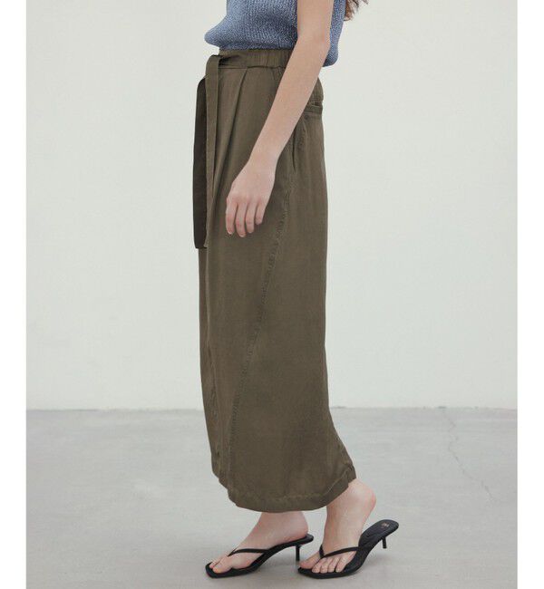 BEIGE,「【洗える】PAWPAW / ウエストリボンタックスカート」|スカート|