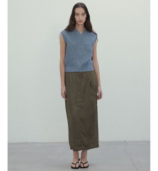 BEIGE,「【洗える】PAWPAW / ウエストリボンタックスカート」|スカート|