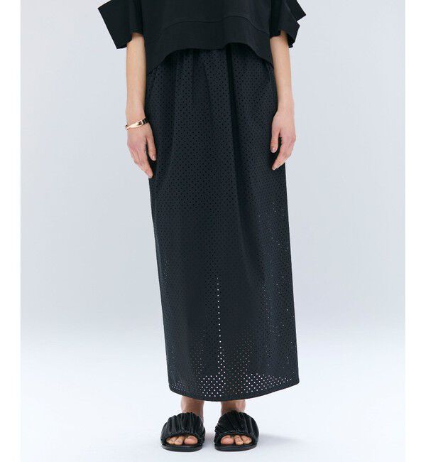 BEIGE,「【洗える】PICCOLO / パンチングドットIラインスカート」|スカート|Black