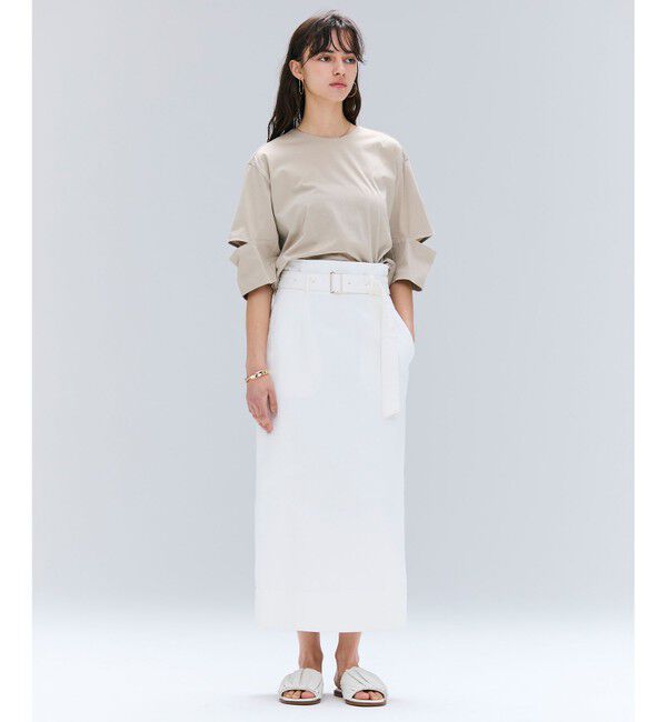 BEIGE,「【洗える】DUOMO / コットンスリットスリーブトップス」|Tシャツ・カットソー|