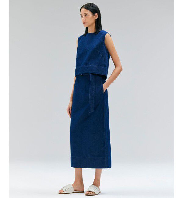 BEIGE,「【洗える・Oggi ８月号掲載】NAVIGLIO / ベルト付きハイウエストデニムスカート」|スカート|