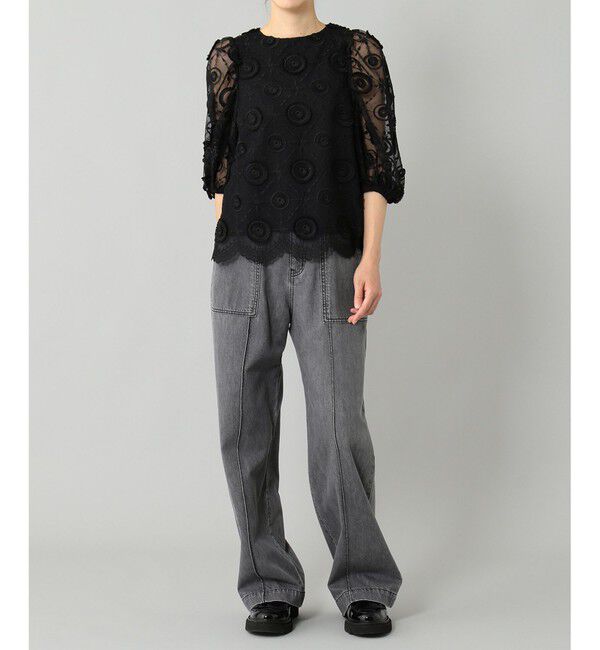  「チュール刺繍トップ」|シャツ・ブラウス|