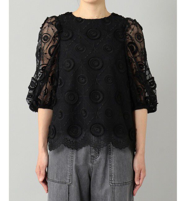  「チュール刺繍トップ」|シャツ・ブラウス|