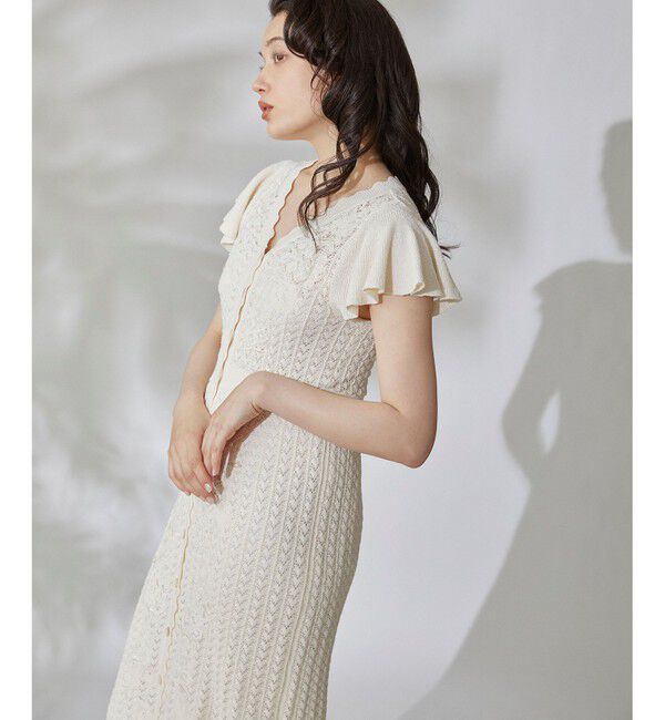  「フラワーレースニットワンピース」|ワンピース|