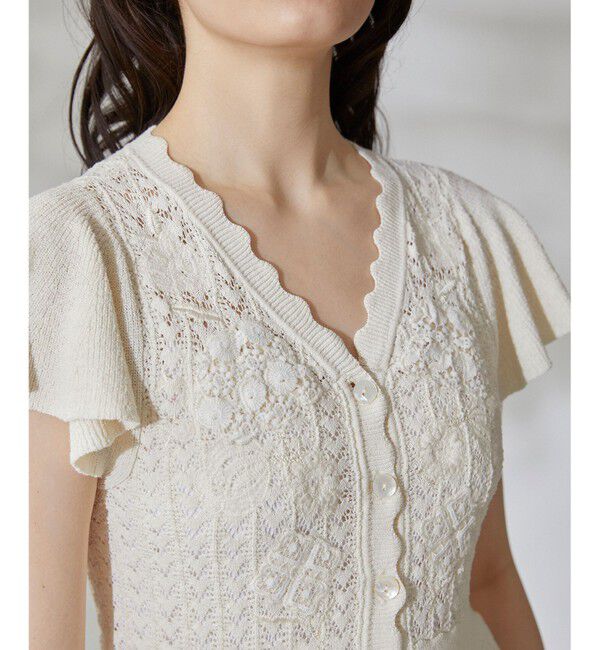  「フラワーレースニットワンピース」|ワンピース|