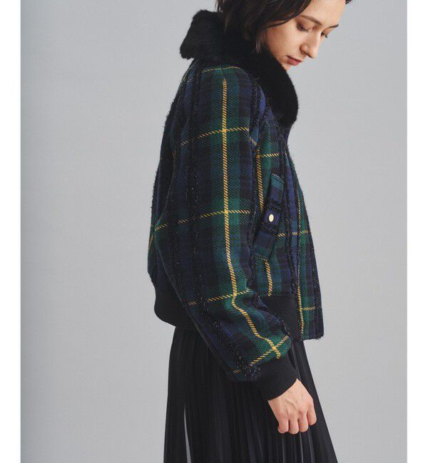  「モールチェックブルゾン」|ダウン|