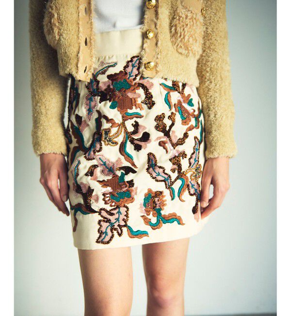 GRACE CONTINENTAL「ビーズ刺繍ミニスカート」|スカート|