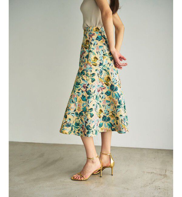 GRACE CONTINENTAL「フラワージャガードフレアスカート」|スカート|