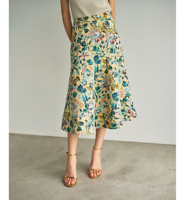 GRACE CONTINENTAL「フラワージャガードフレアスカート」|スカート|