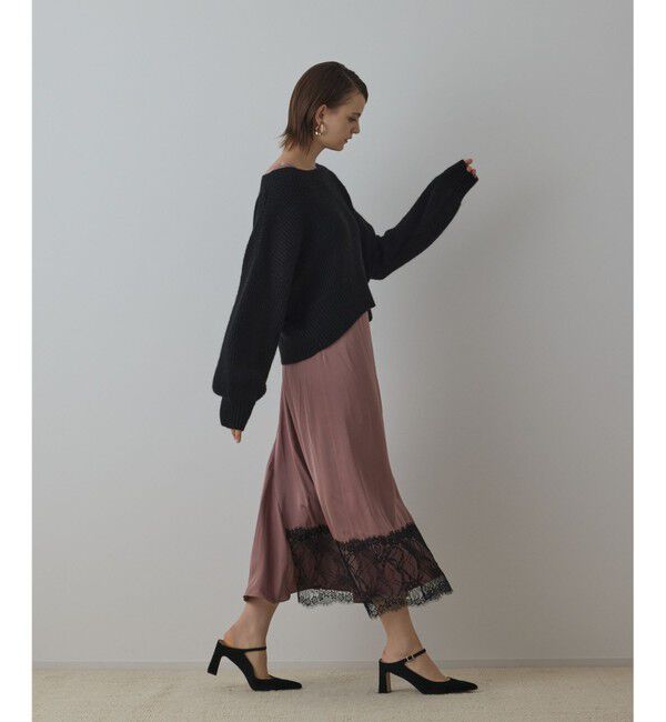 Diagram「サテンレースニットワンピース」|ワンピース|ブラック