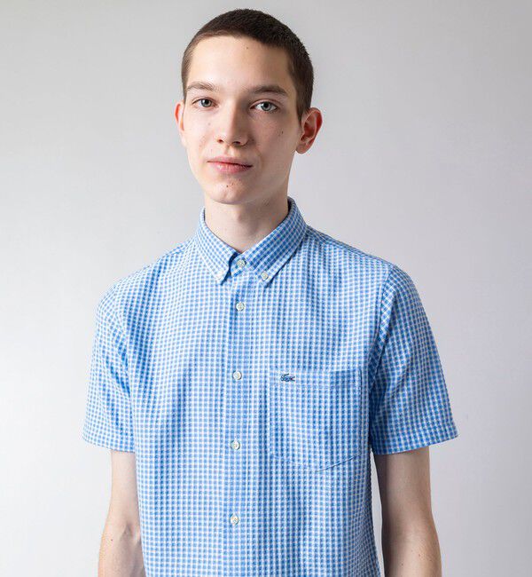 LACOSTE「クールマックスブレンドジャガード半袖チェックシャツ」|シャツ・ブラウス|