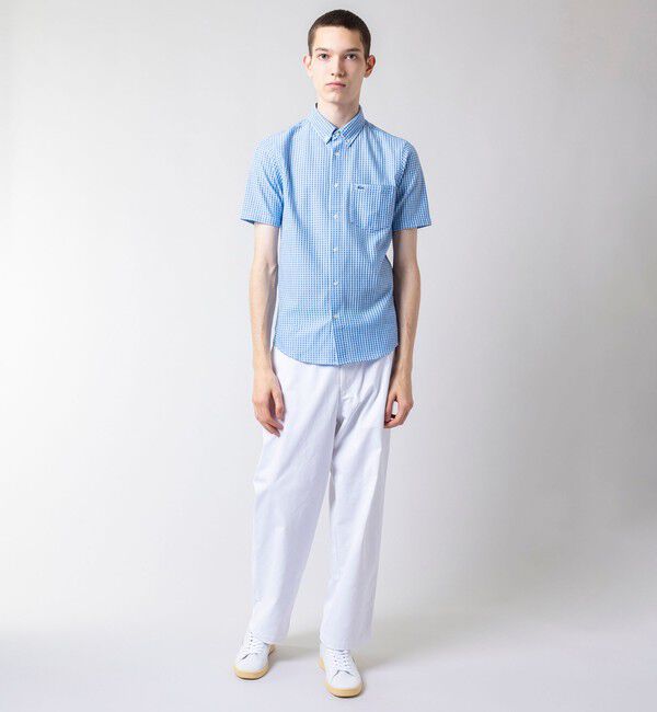 LACOSTE「クールマックスブレンドジャガード半袖チェックシャツ」|シャツ・ブラウス|
