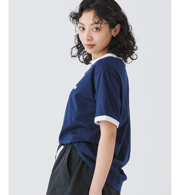 LACOSTE「【オンライン限定】LACOSTE ワンポイントロゴ リンガーTシャツ」|Tシャツ・カットソー|