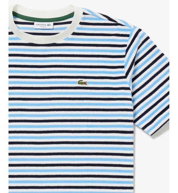 LACOSTE「オーバーサイズ ハイゲージパイル地ボーダー半袖Tシャツ」|Tシャツ・カットソー|