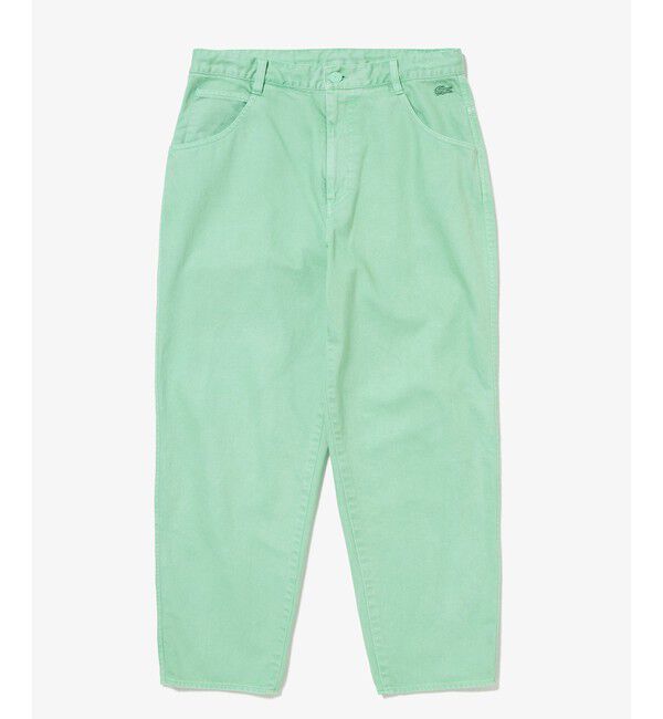 LACOSTE「11.5oz ワイドテーパードカラーデニムパンツ」|デニム|グリーン
