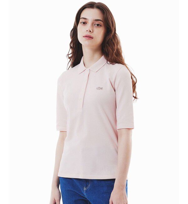 LACOSTE「スリムフィットハーフスリーブポロシャツ」|ポロシャツ|ピンクベージュ