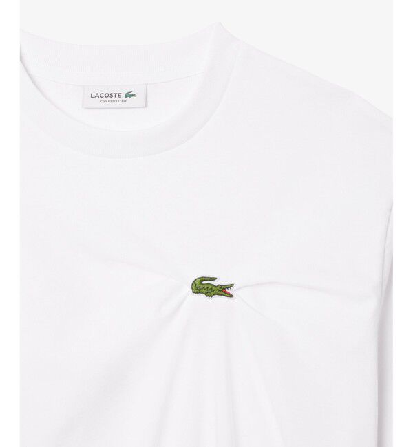 LACOSTE「ワニロゴプリーツオーバーサイズフィットTシャツ」|Tシャツ・カットソー|