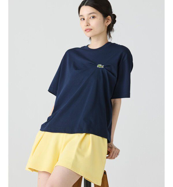 LACOSTE「ワニロゴプリーツオーバーサイズフィットTシャツ」|Tシャツ・カットソー|