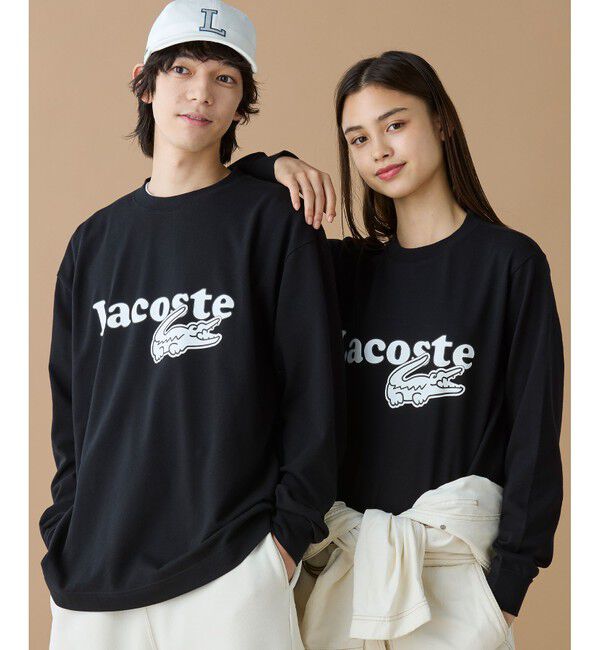 LACOSTE「【オンライン限定】LACOSTE 鹿の子オーバーサイズプリント ロングスリーブTシャツ」|Tシャツ・カットソー|ブラック