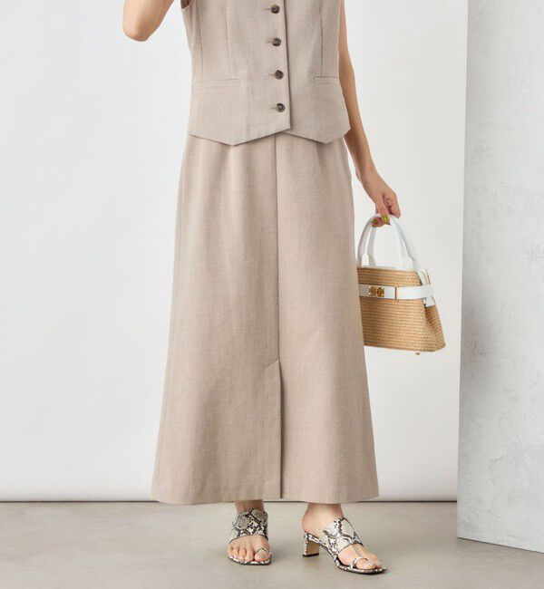 NOLLEY'S sophi「《セットアップ対応》ウォッシャブル麻調合繊ロングスカート」|スカート|ベージュ