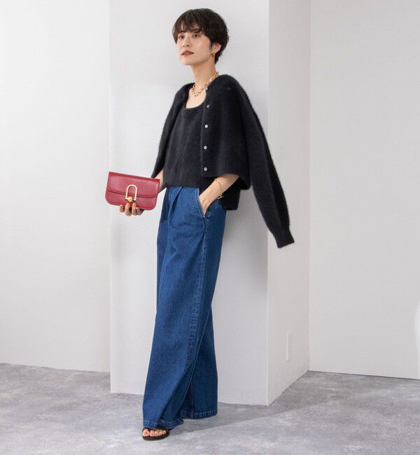 NOLLEY'S「《手洗い可能》《アンサンブル対応》プレミアムヘアリークロップドクルーネックカーディガン」|カーディガン|